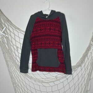 HANNA ANDERSSON Boy's Red & Grey Alpine Waffle Weave Pullover Hoodie 130 = 8